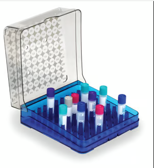 Штатив для кріопробірок до 2 мл, з відкидною кришкою 100 місць (10х10) (Heathrow Scientific) (9.405 910)